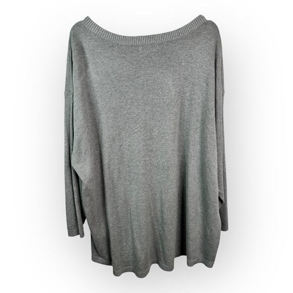 Lands End Womens size 3X 3/4 Sleeve Pullover Scoop Neck Knit Sweater Gray - Picture 2 of 10